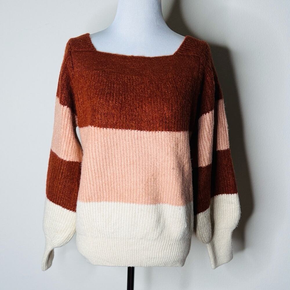 FRNCH Melissa Square Neck Color Block Sweater